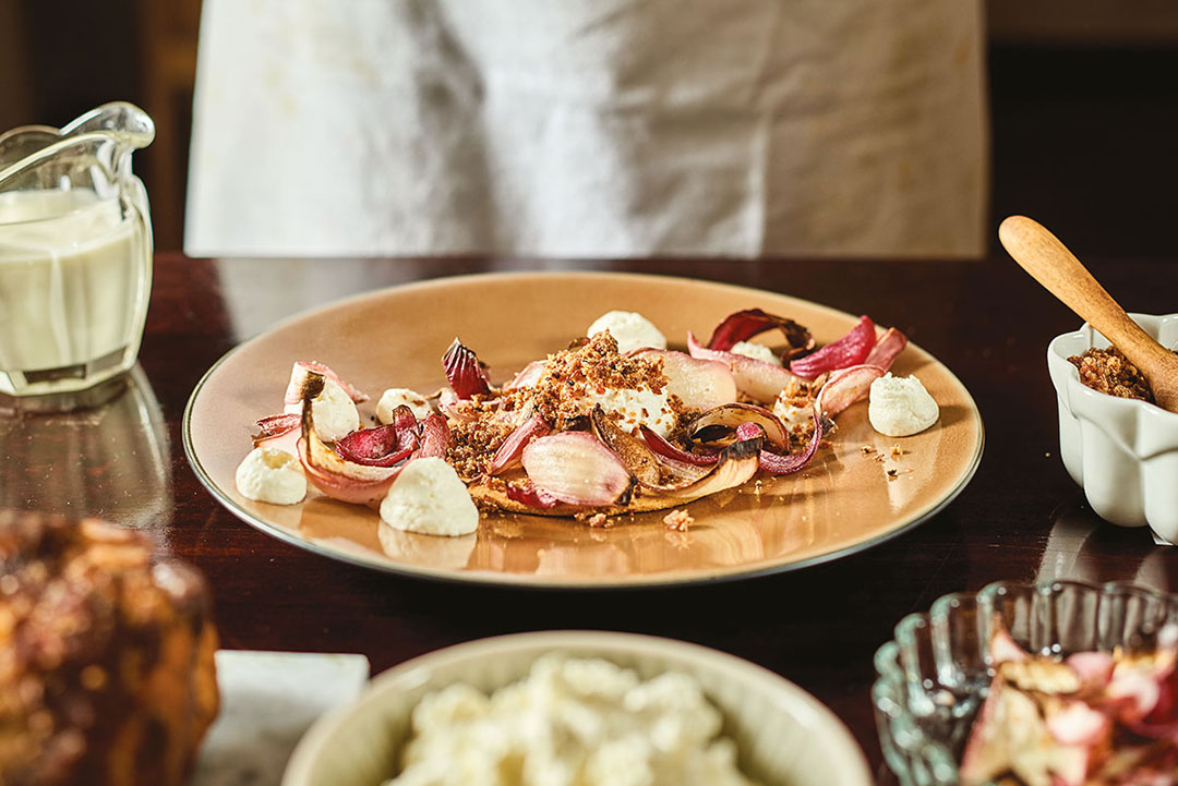 La tarte flambée revisitée par le restaurant Strasbourgeois Chez Nous - Photo : Henri Vogt