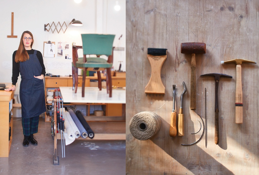 Emmanuelle Feucht, tapissière dans son atelier. © Alexis Delon