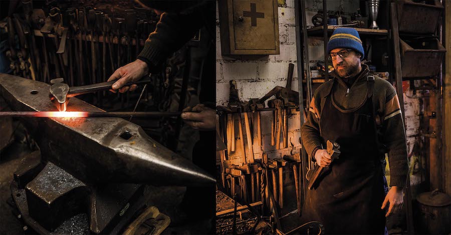 Le forgeron strasbourgeois Geoffroy Weibel dans son atelier. © Pascal Bastien