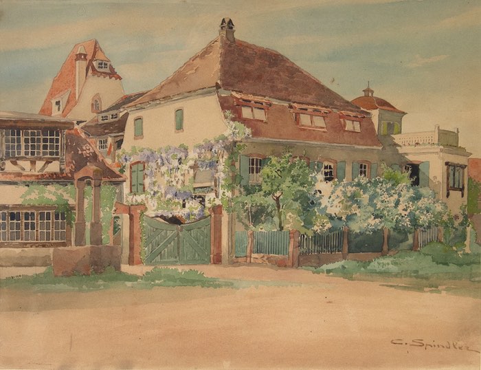 Charles Spindler, Maison à Saint-Léonard, aquarelle sur papier, collection particulière © Carole Michel-Merckling