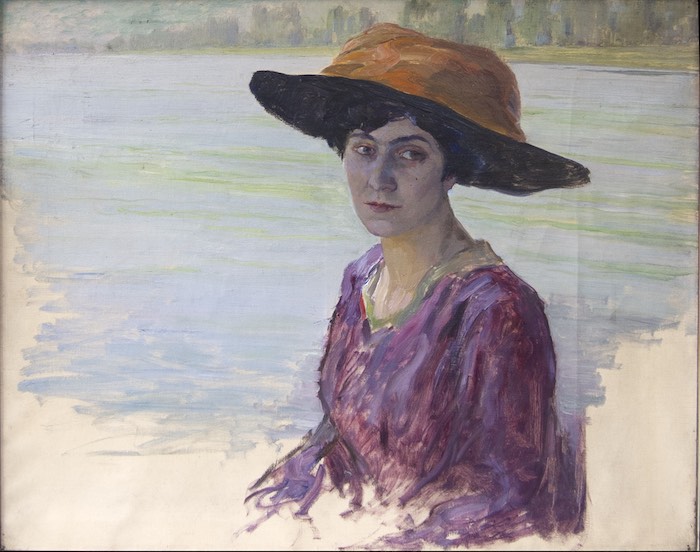 Lothar von Seebach, Femme sur les bords du Rhin, huile sur toile, collection particulière @ Carole Michel-Merckling